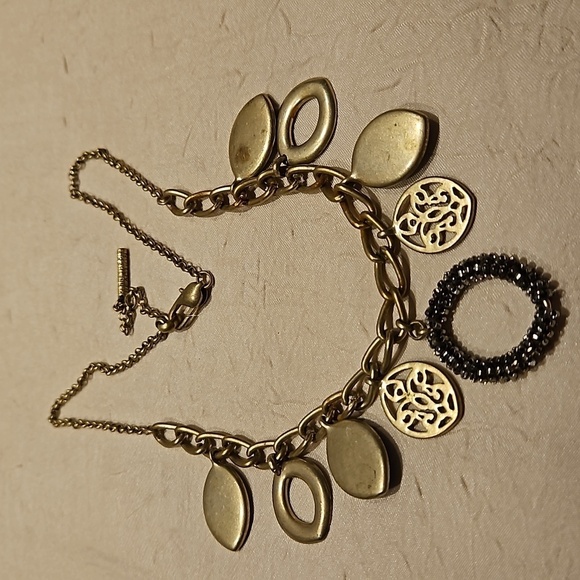 KENNETH COLE Vintage Brass, Abalones & Deep Blue stones Necklace - Picture 10 of 12